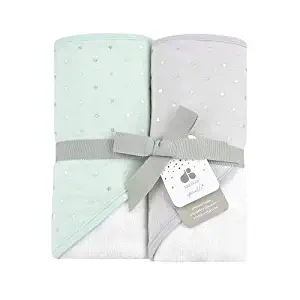 Just Born Sparkle 2pk Hooded Towel Set, Mint