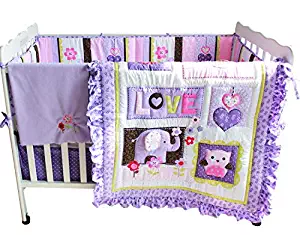 F.C.L Baby Girls PurpleCrib Bedding Set withBumper, 8 Piece