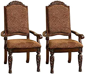 Signature Design By Ashley - North Shore Dining Upholstered Arm Chair - Set of 2 - Traditional Style - Dark Brown