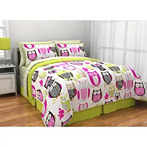 Latitude Sketchy Owl Bed in A Bag, Twin, Pink