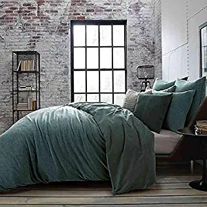 Kenneth Cole Theo Full/Queen Duvet Cover Set in Green Aqua Cotton