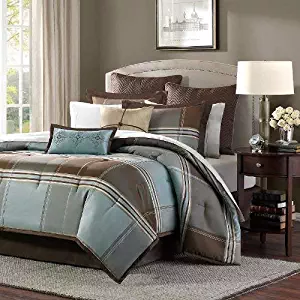 Madison Park Lincoln Square 8 Piece Comforter Set Brown Queen