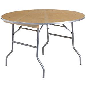Flash Furniture 48'' Round HEAVY DUTY Birchwood Folding Banquet Table with METAL Edges