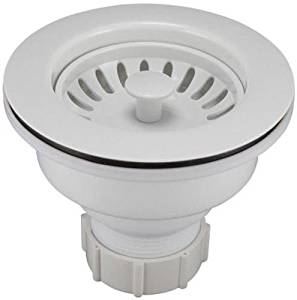 Keeney K1442WH Deep Cup Sink Strainer with Fixed Post Basket, White